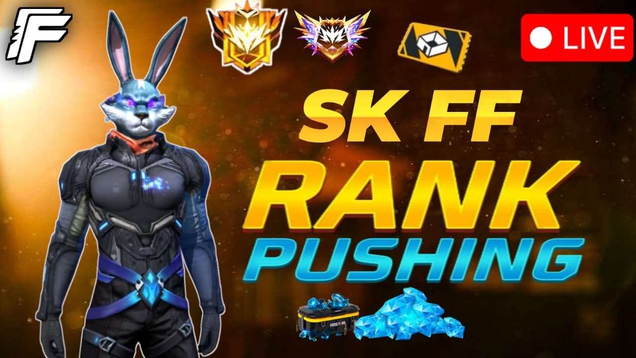 🔥 SK FF LIVE STREAM 🔴 FREE FIRE RANK PUSH | CUSTOM ROOMS 🎮 FUN & CLUTCH ...