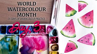 Wet-on-Wet Watercolor Technique: Watermelon Tutorial (World Watercolor Month Day 3)