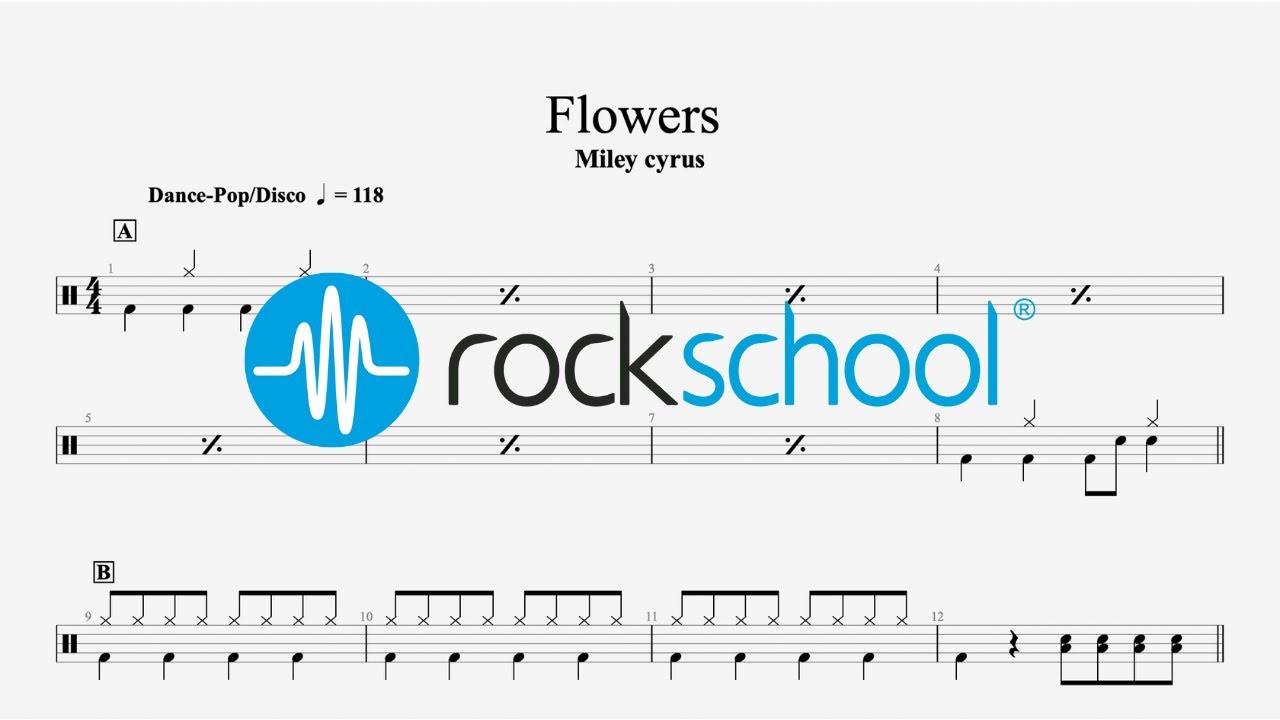 Flowers - Miley Cyrus, Rockschool 2024 Drums Grade 2
