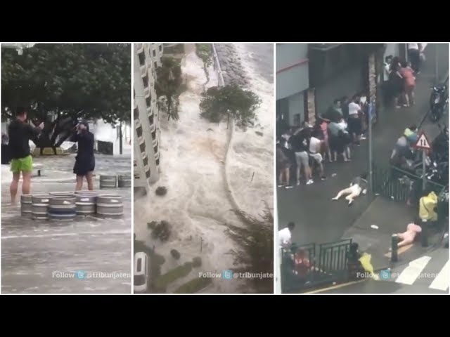 BREAKING NEWS, Orang-orang Berjatuhan Tersapu Dahsyatnya Badai di Hongkong class=