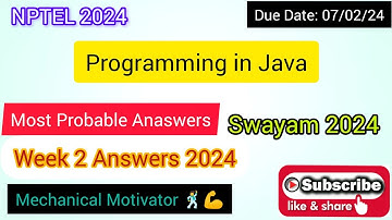 Programming in Java | Week 2 Quiz | Assignment 2 Solution | NPTEL | SWAYAM 2024