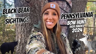 HUGE BLACK BEAR SIGHTING! PENNSYLVANIA BOW HUNT | DEER DIARIES 2024