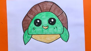 تعليم الرسم للأطفال/طريقة رسم سلحفاة للأطفالdrawing easy step by step with colour/ drawing turtle