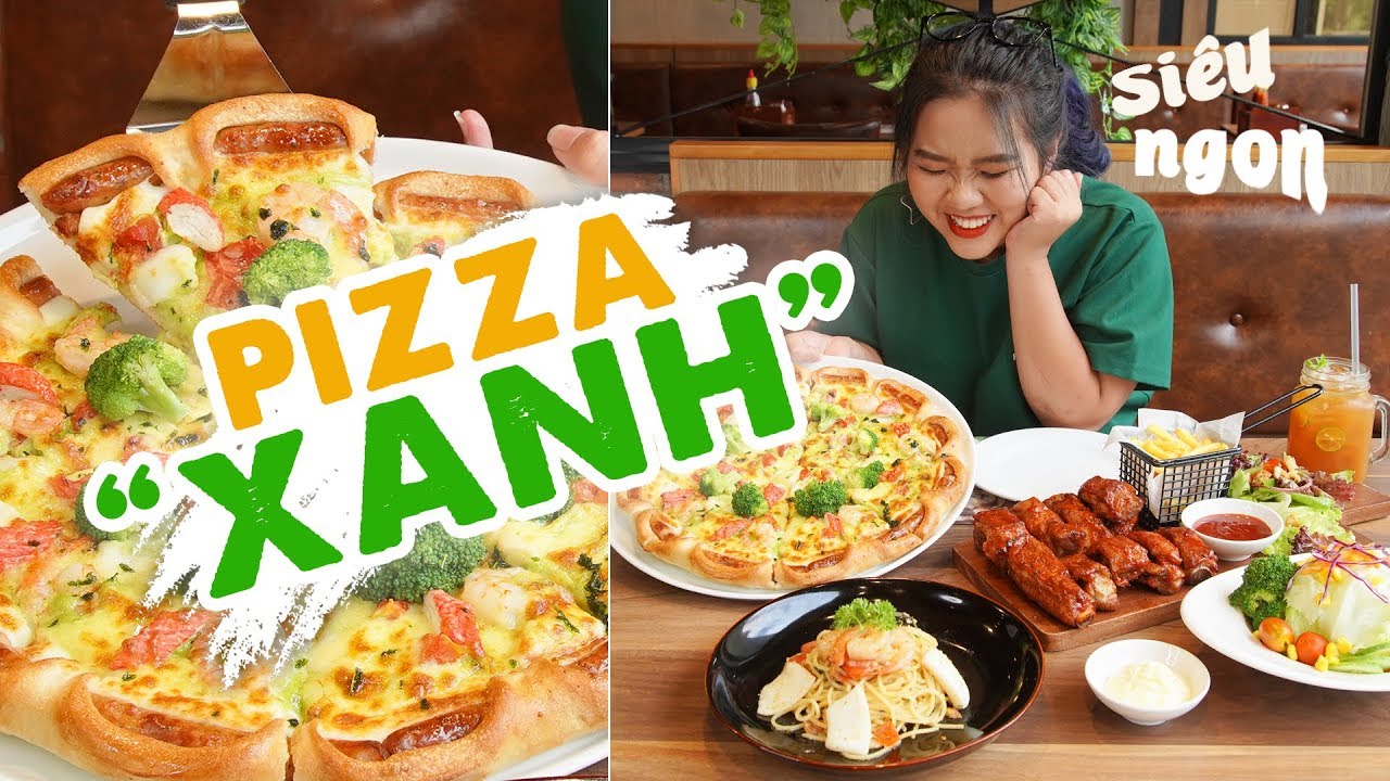 ยรผผฟ  New 2022  NGON XỈU PIZZA HẢI SẢN XỐT MÀU XANH CỰC LẠ | 1 NGÀY GO GREEN CỦA LU | THÁNH ĂN TV