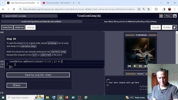 Learn Basic String and Array Methods by Building a Music Player step 84. freecodecamp 2024