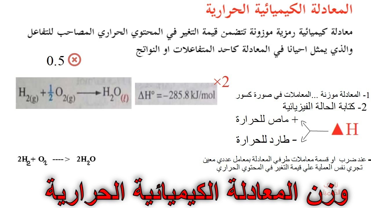 كيفية كتابة المعادلة الكيميائية الحرارية