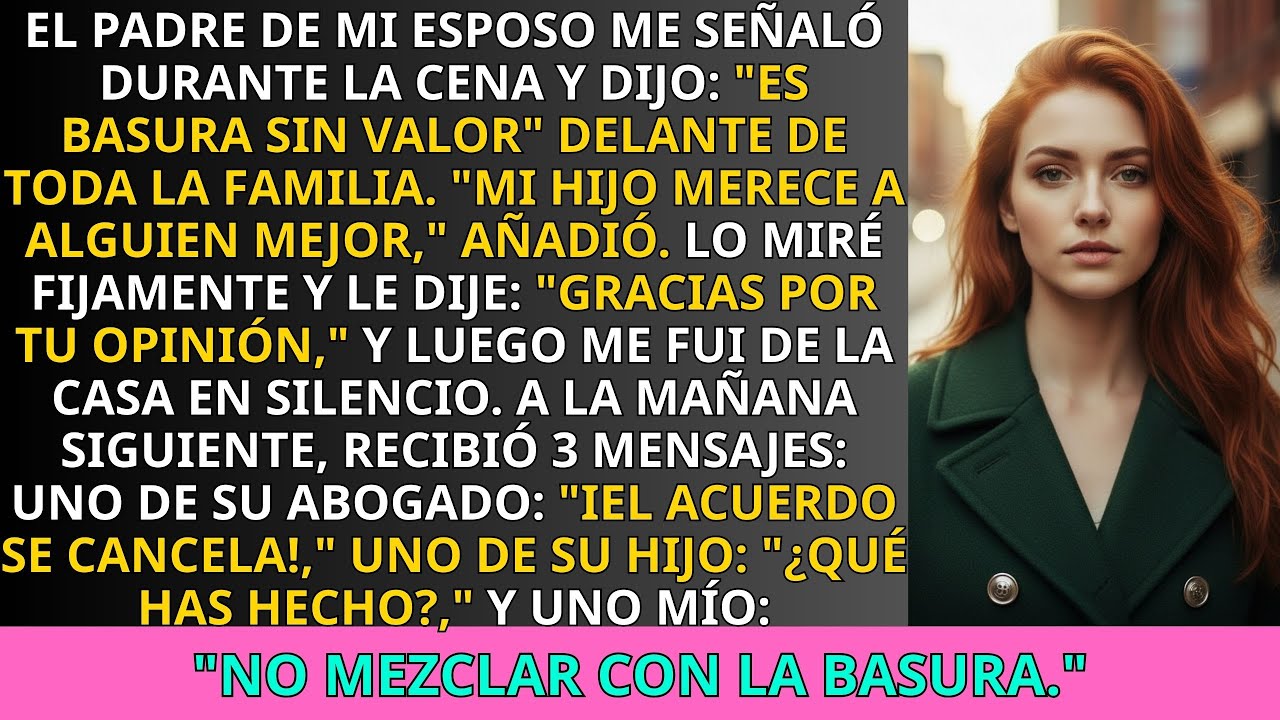 Mi Suegro Se Burló de Mí en la Cena, Llamándome Basura—Pero a la Mañana Siguiente Recibió 3 Mensajes