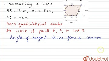 The lengths\r\nof three consecutive sides of a quadrilateral circumscribing a circle are 4\r\ncm...