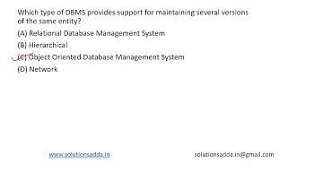 ISRO 2011 | DBMS | ENTITY | VERSIONS | ISRO TEST SERIES | SOLUTIONS ADDA | EXPLAINED BY ISRO AIR-1