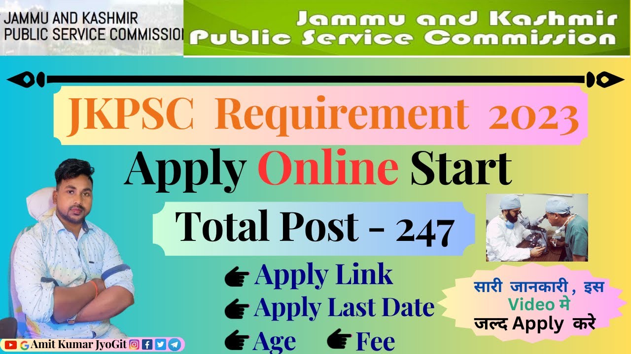 How to apply Jammu and Kashmir Public Service Commission Requirement 2023 / Total Post - 247