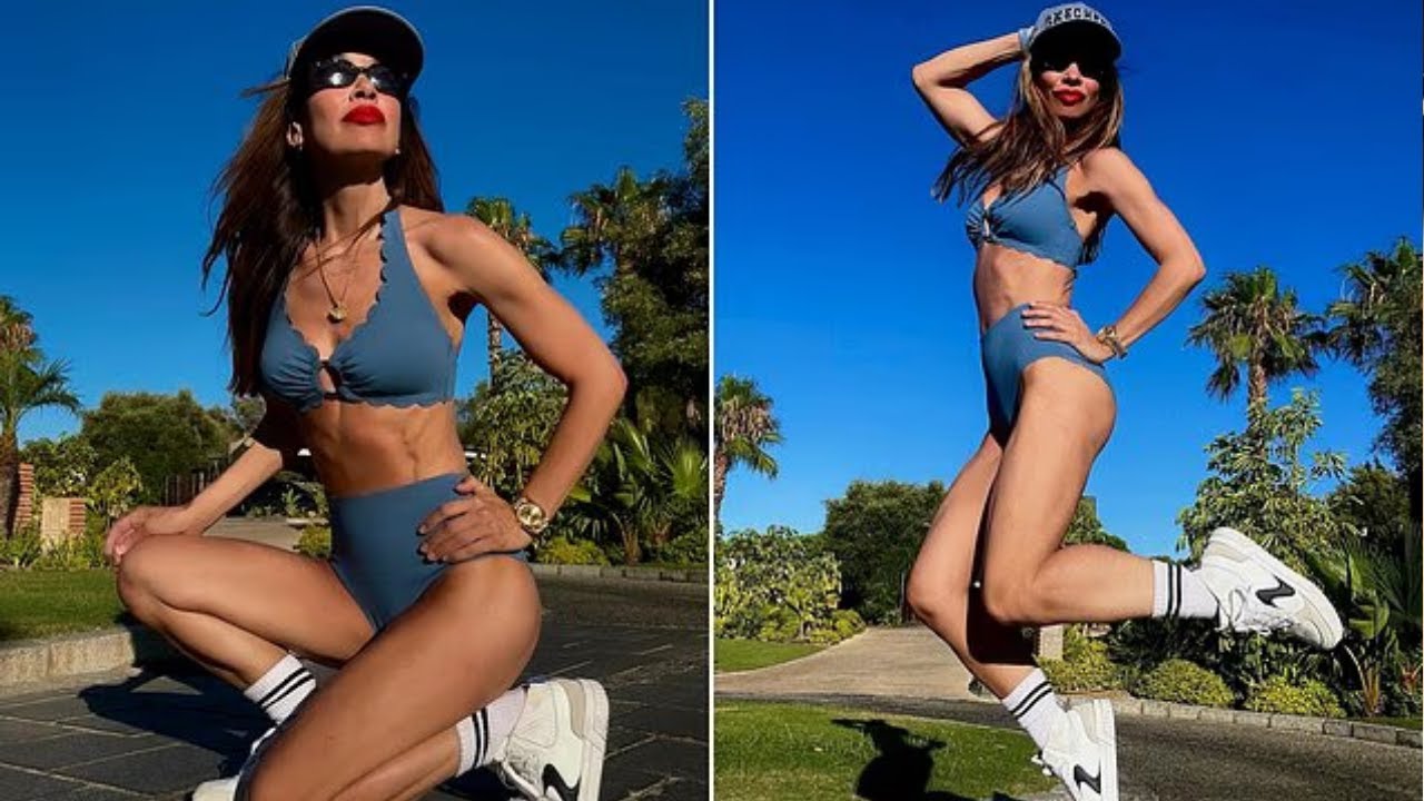 Myleene Klass Shows Washboard Abs in Blue Ombre Bikini