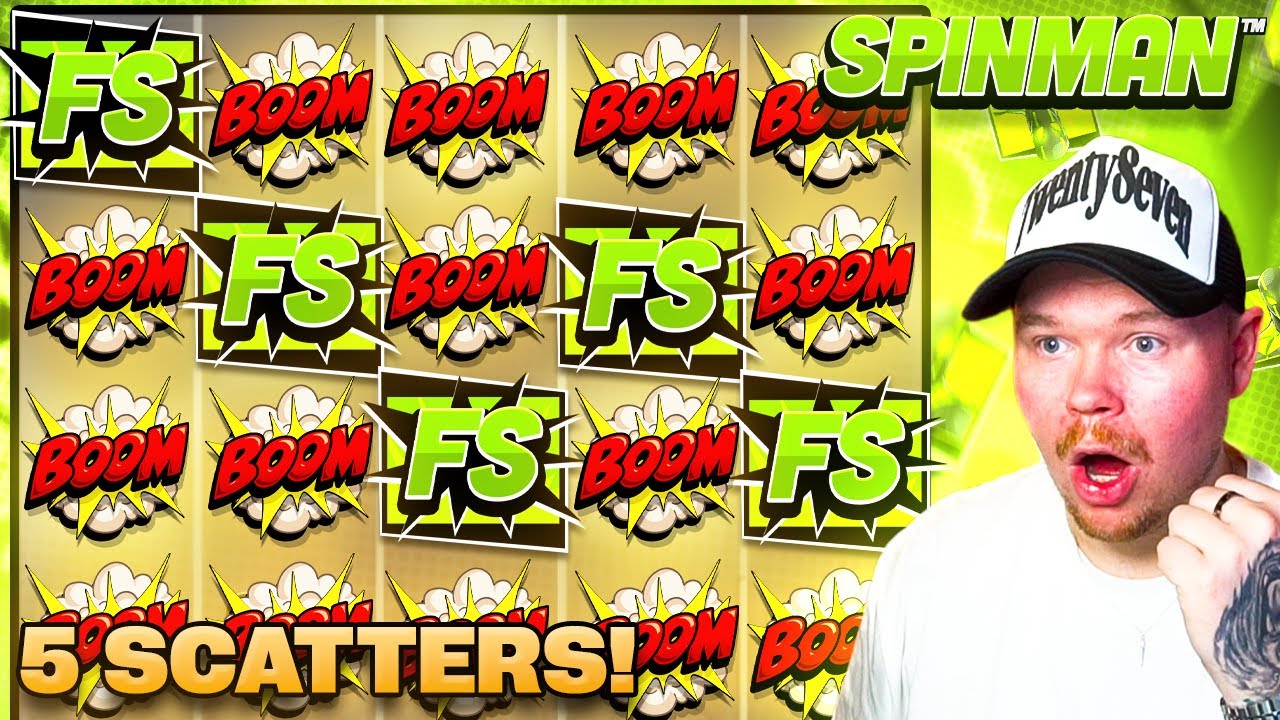I GOT THE RARE 5 SCATTER BONUS ON SPINMAN!
