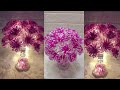 DIY-Plastic Ribbon Flowers Guldasta made with Empty Plastic Bottles! Guldasta LED