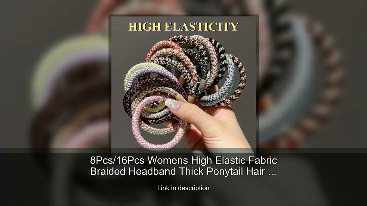 8Pcs/16Pcs Womens High Elastic Fabric Braided Headband Thick Ponytail Hair Tie 8Pcs 16Pcs Headw