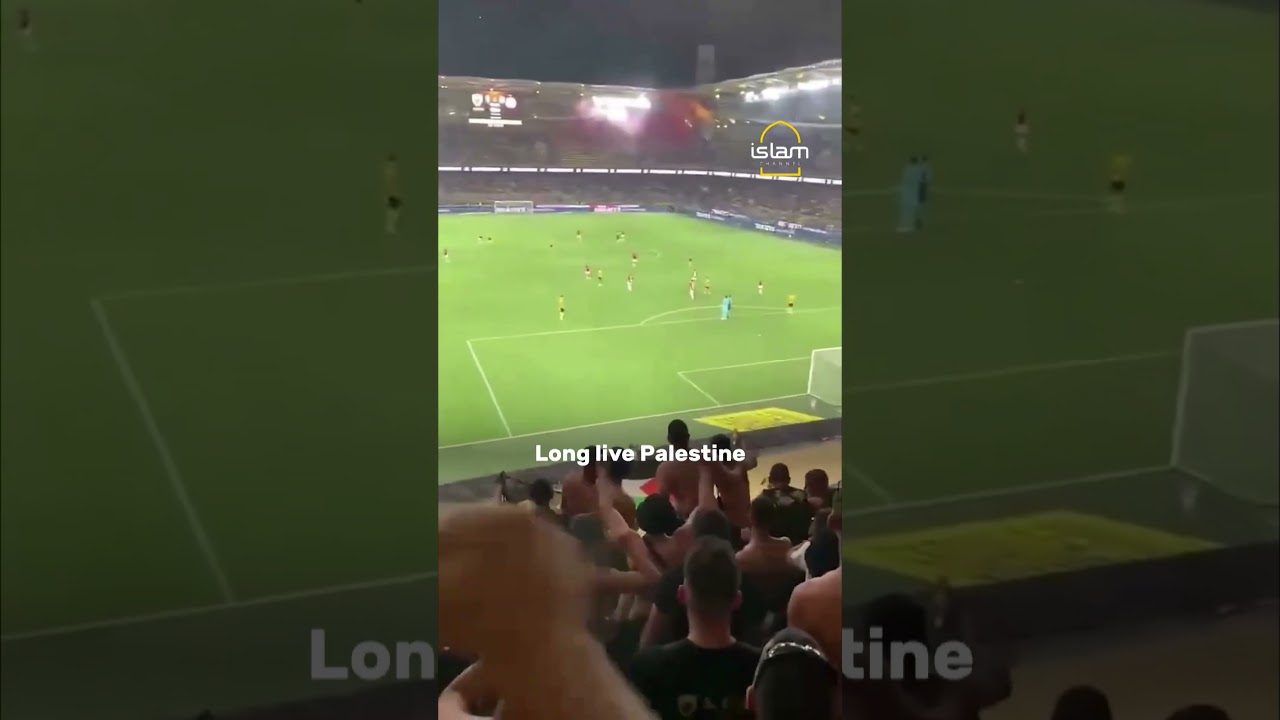AEK fans chant against Israel before Israeli players | Islam Channel