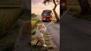 The Cat That Saved a Bus Full of Lives! 😱🐱 #HeroCat #shorts #Unbelievable #MiracleRescue #shortsfeed
