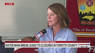 Water main break leads to closures in Forsyth County