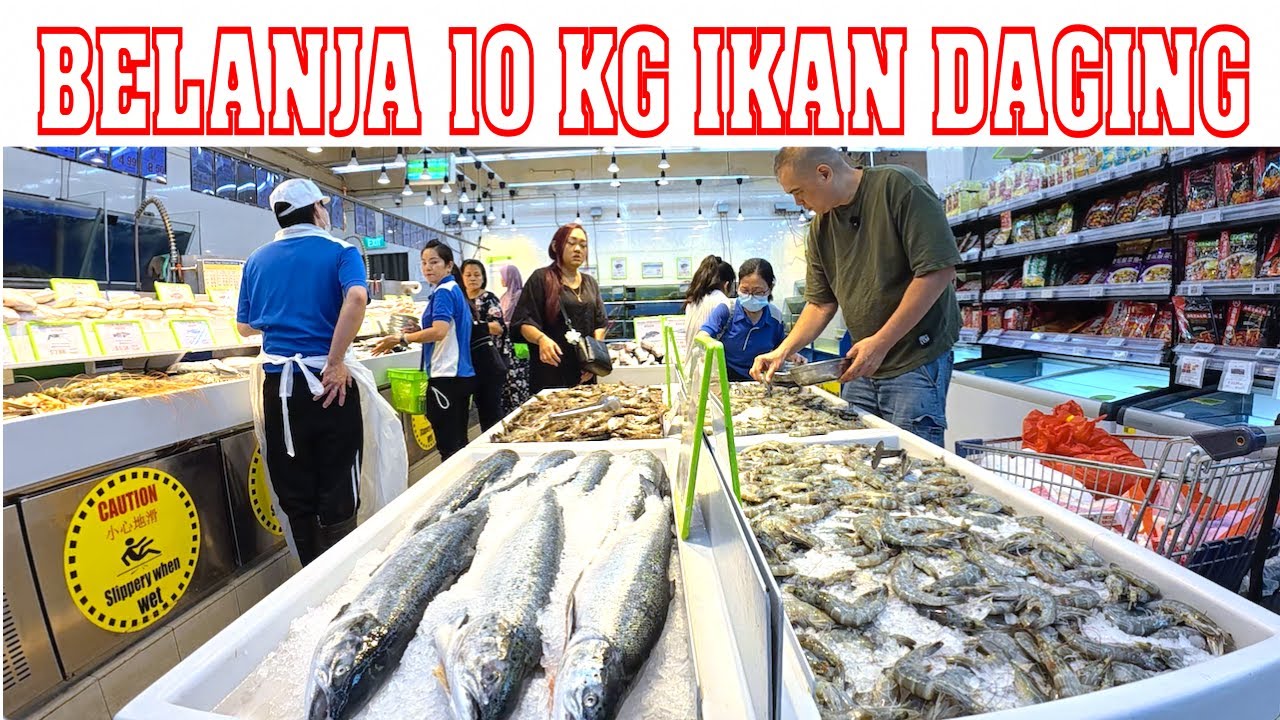 Belanja daging, ikan di Sheng siong supermarket Singapura