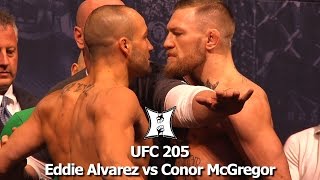 UFC 205: Conor McGregor + Eddie Alvarez Weigh In + Share INTENSE Staredown!