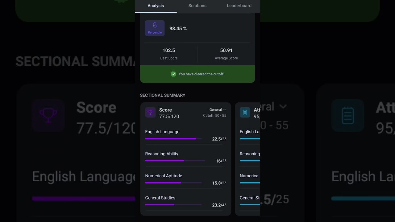 FCI AG-3 Phase-2 Mock Test  score ✌️....