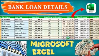 How to Create Bank Loan Details in Microsoft Excel | Easy Loan Management Sheet