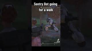 Haha, don't mind this sentry Bot just going for a walk. #fallouttok #Fallout76 #fallout