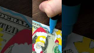 Drawing Simpsons On Real Money! #art #painting #simpsons