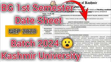 BG 1St Semester Batch 2024 datesheet 2024 Kashmir University NEP Date sheet 1st Sem 2024 released