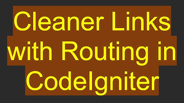Cleaner Links with Routing in CodeIgniter