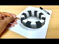 How to draw 3d round ring  3d trick art on paper