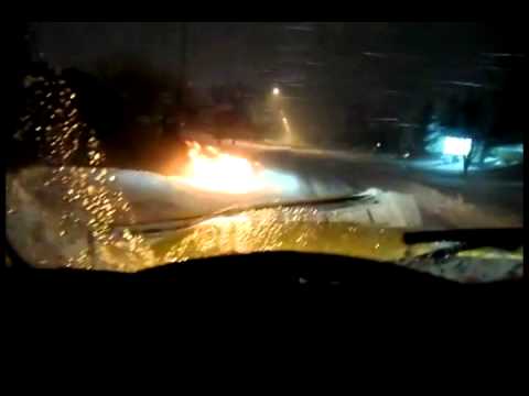 Car Fire Extinquished by Snow Plow