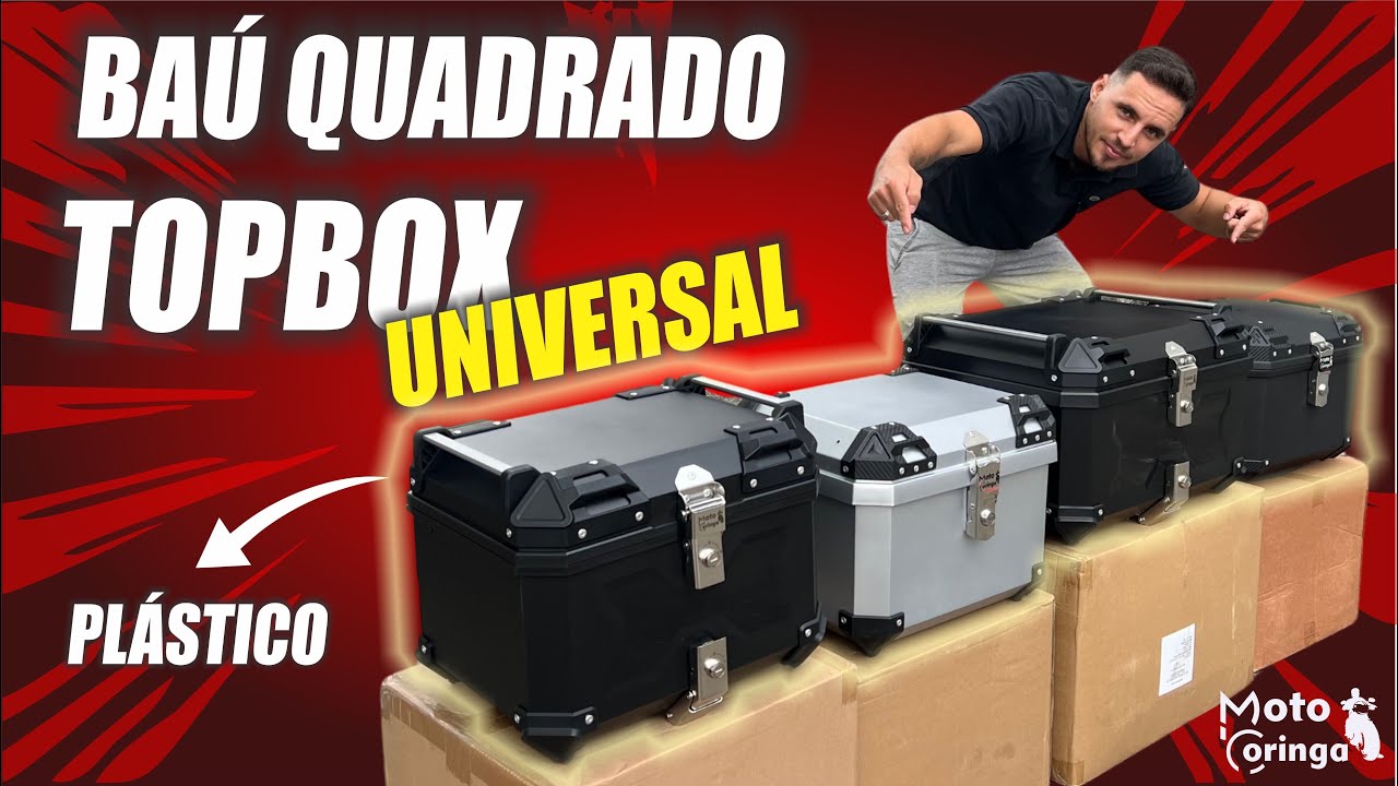 Como instalar Baú/Bauleto quadrado de plástico para moto de 42, 45 e 58 litros universal