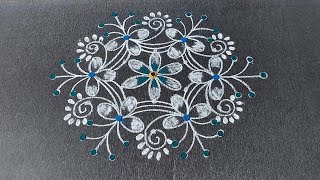 Beautiful Flower Rangoli for Diwali 2025 | Easy Elegant Deepavali Kolam Design  screenshot 1