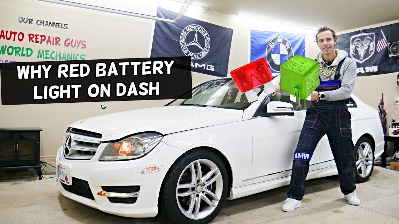 WHY RED BATTERY LIGHT ON DASH MERCEDES W204 C250 C300 C180 C200 C220 C280 C320 C350 CDI BLUETEC