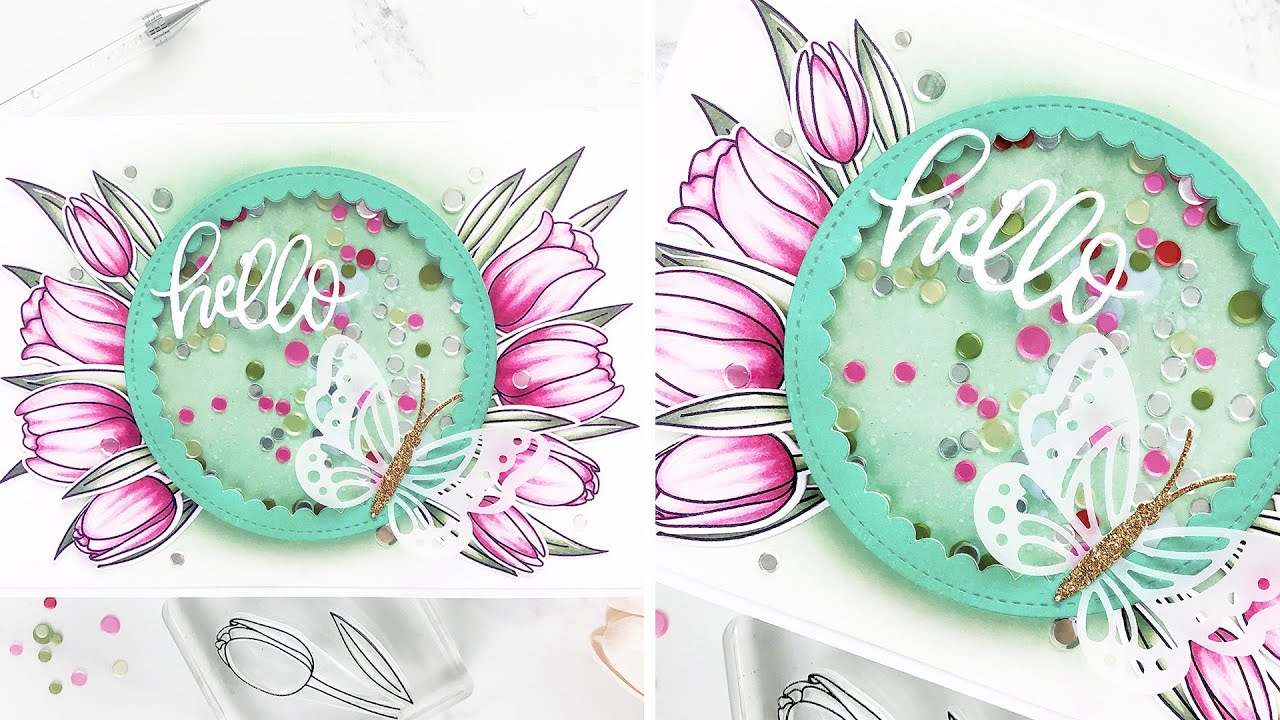 Spring Tulips Shaker Card by Pretty Pink Posh