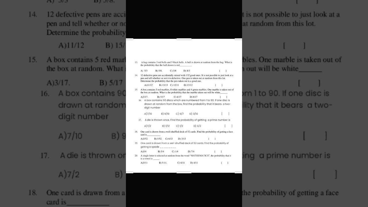 AP POLYCET 2025- 10 TH CLASS MATHEMATICS - PROBABILITY - MOCK TEST 6