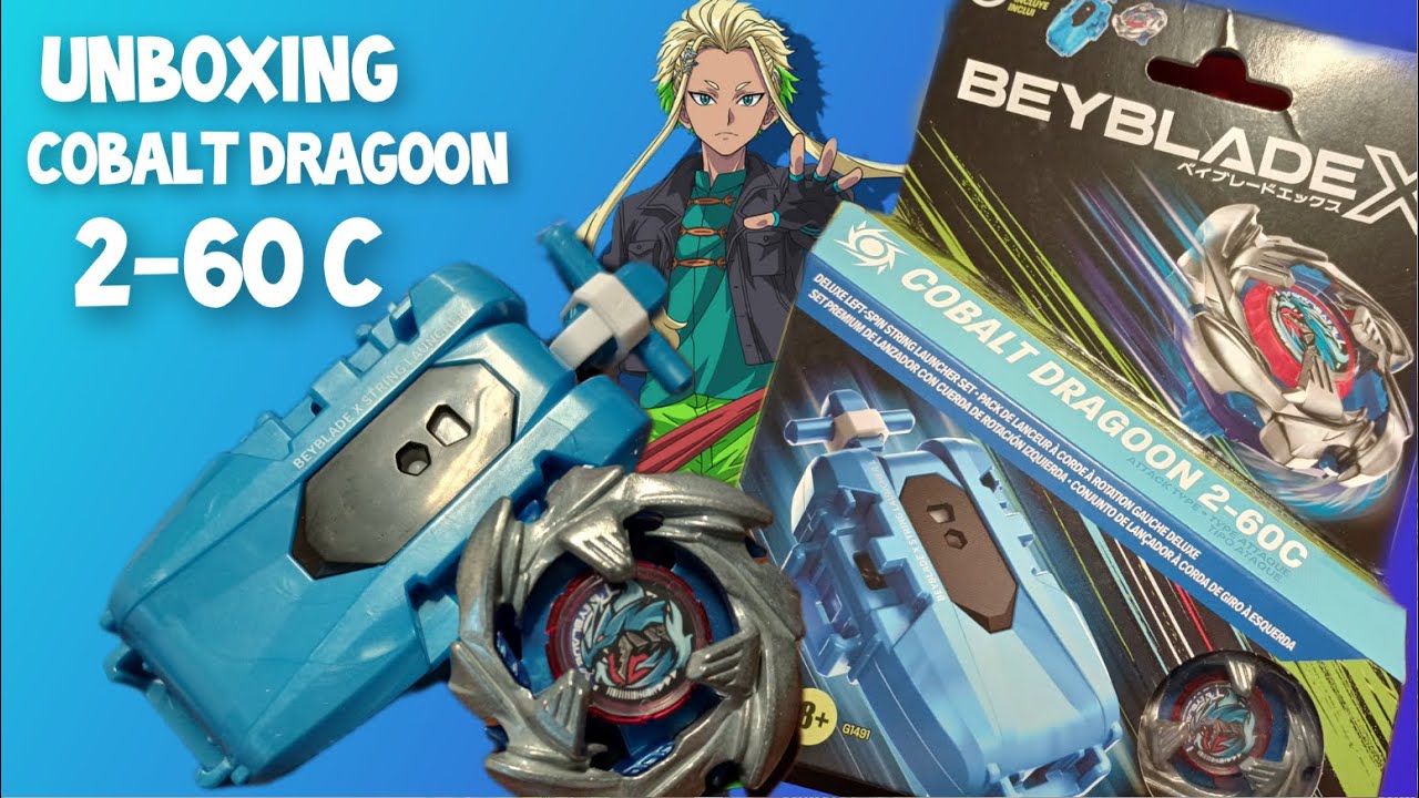 Beyblade X Cobalt Dragoon - Lanceur à Corde Rotation Gauche - Avec Toupie