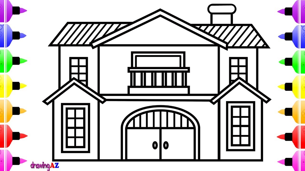 How to Draw House Step by Step Cute Art Coloring Book