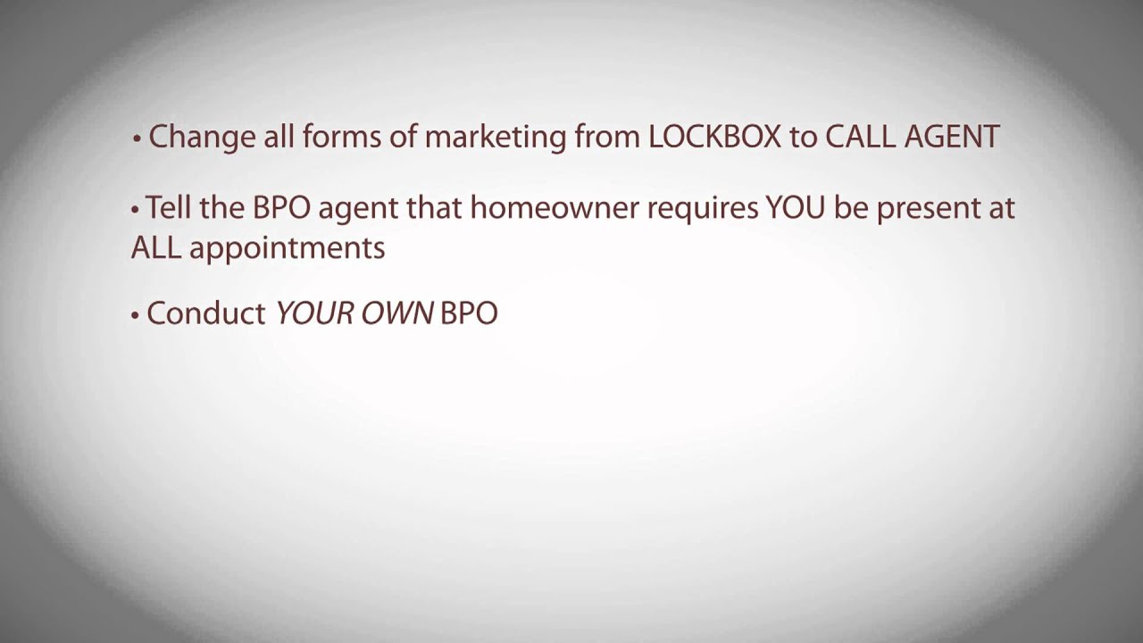 Real Estate Tips by Bruce Elia Jr. "Meeting the BPO Agent"