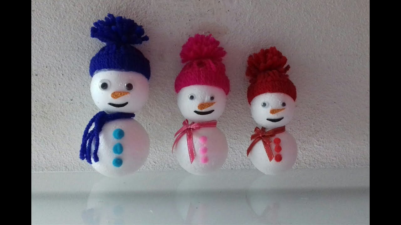 muñecos de nieve con bolas de unicel