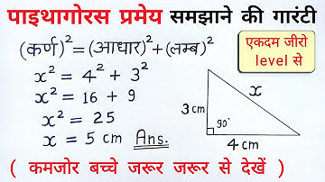 पाइथागोरस प्रमेय | pythagoras pramey | sutra or formula | pythagoras theorem class 10, 9 | all ganit