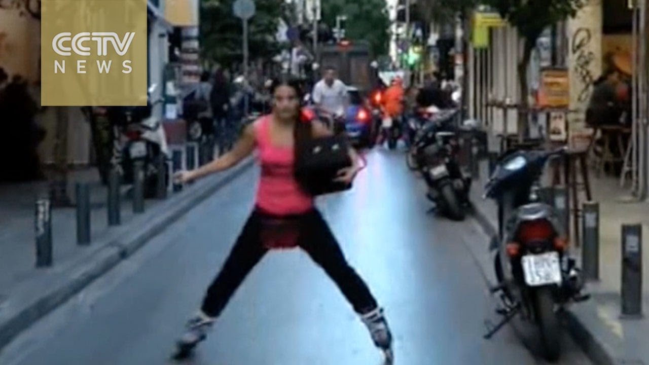 Meals on wheels Food delivered on roller skates in Athens YouTube