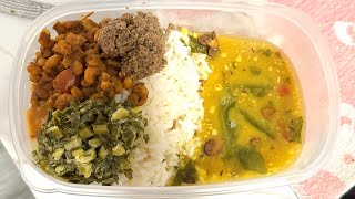 Download Lagu Dhal and rice coconut choka, bunjal shrimp and bhaji  MP3