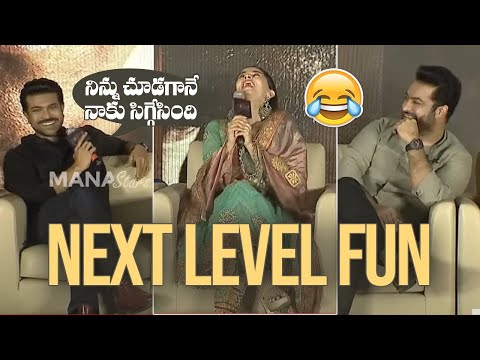 Alia Bhatt Making Hilarious Fun With NTR and Ram Charan | RRR Telugu Press Meet | Manastars