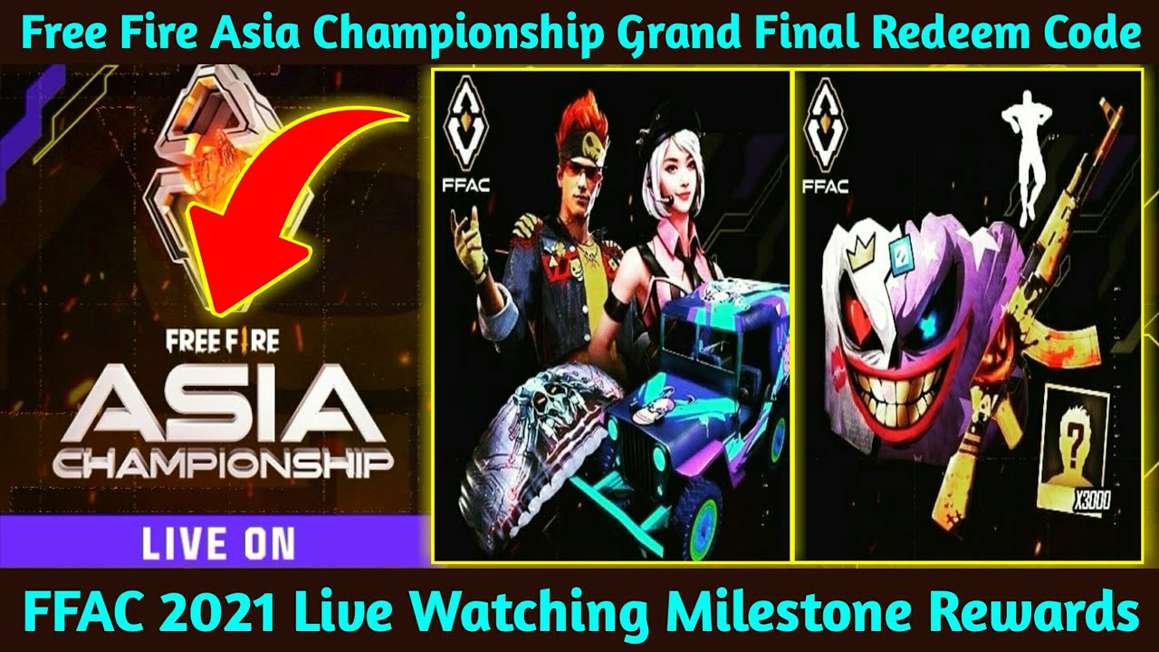 FFAC 2021 Live Watching Redeem Code Rewards | Free Fire Asia Championship 2021 Grand Finals Rewards
