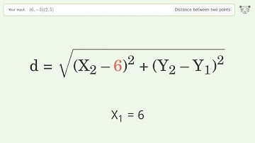 Find the distance between two points p1 (6,-3) and p2 (2,5): Step-by-Step Video Solution