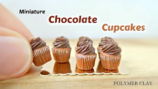Miniature Simple Chocolate Cupcakes - Polymer Clay Tutorial
