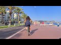 (NICE in the South of France) Cycling along the Promenade des Anglais, the most beautiful seafront