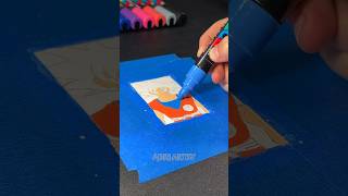 Drawing GOKU on a CARD with Posca Markers! #shorts