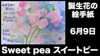 誕生花の絵手紙 6月9日 Sweet Pea スイートピー Youtube